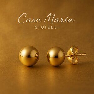 Sfera d Oro Earrings Timeless Elegance: 14K Solid Gold Stud Earrings